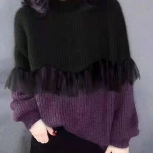 Elegant Black and Purple Women's Sweater